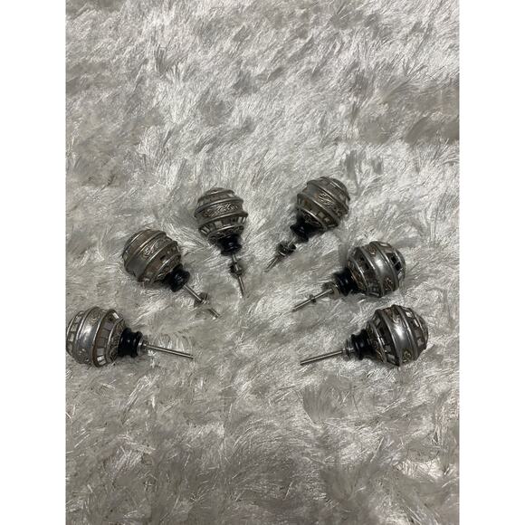 6 Mirrored Mosaic Drawer Pulls Handles Silver Glam Shabby Chic - Picture 1 of 7